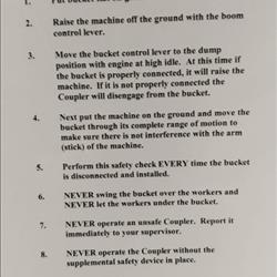 OCA Quick Coupler Safety Decal